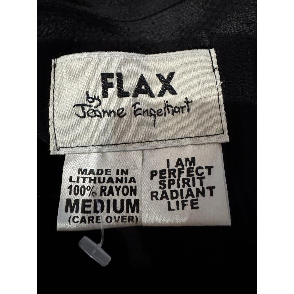 Vintage FLAX by Jeanne Engelhart Crinkled Rayon Duster Jacket – Black M - Picture 6 of 7